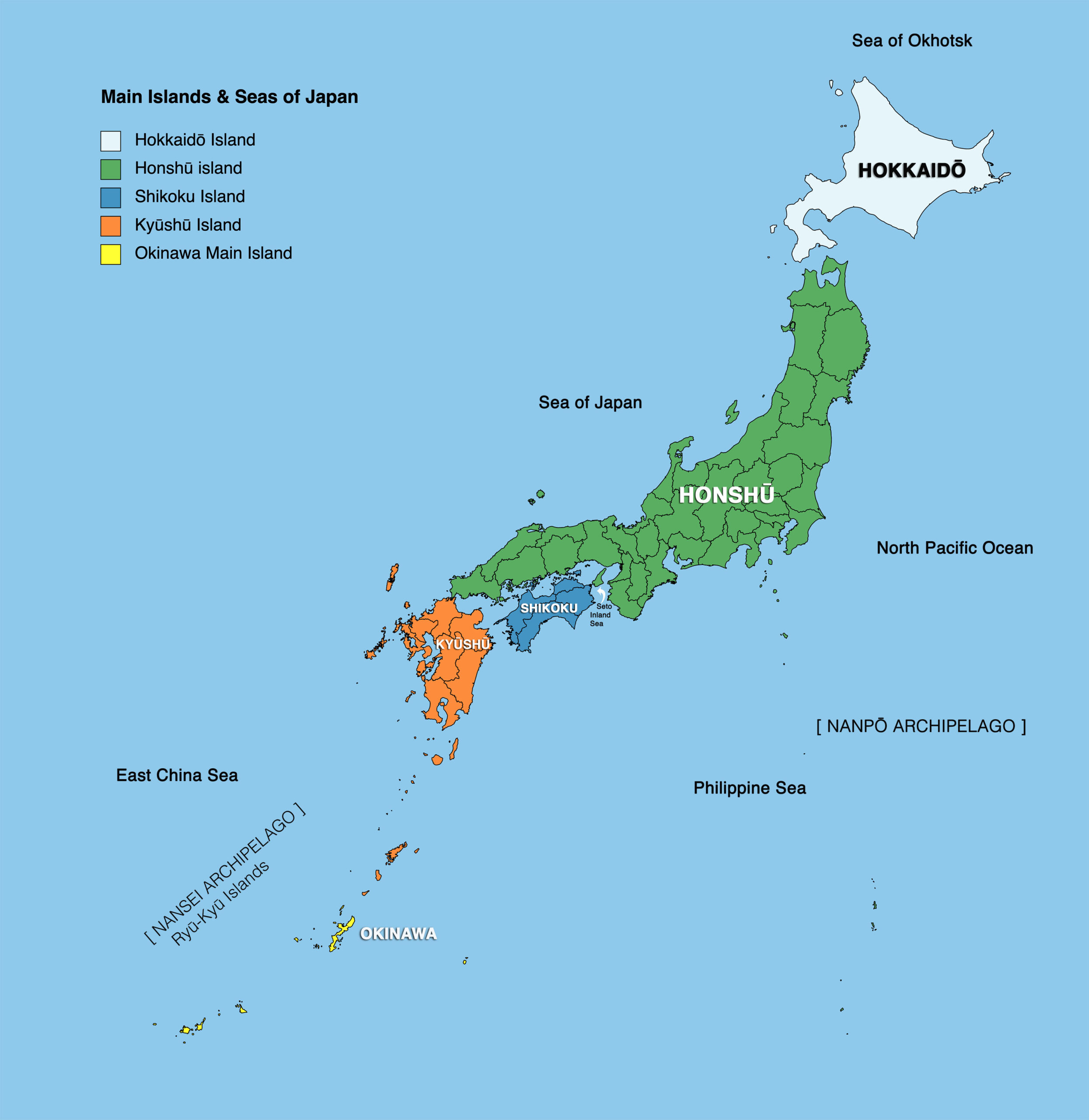 Islands Of Japan Blue Japan   MAIN ISLANDS AND SEAS ARCHIPELAGO Scaled 