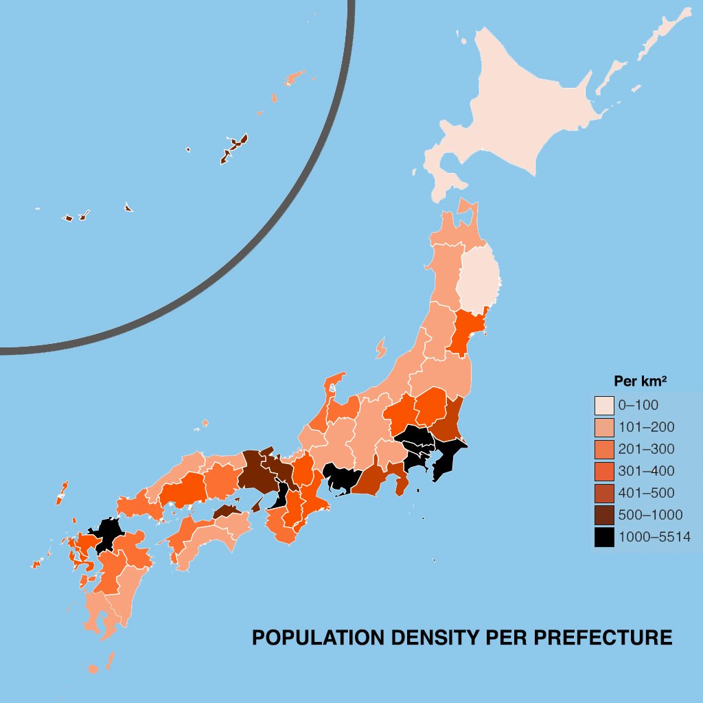 Japan Population Density Map 1080x1286