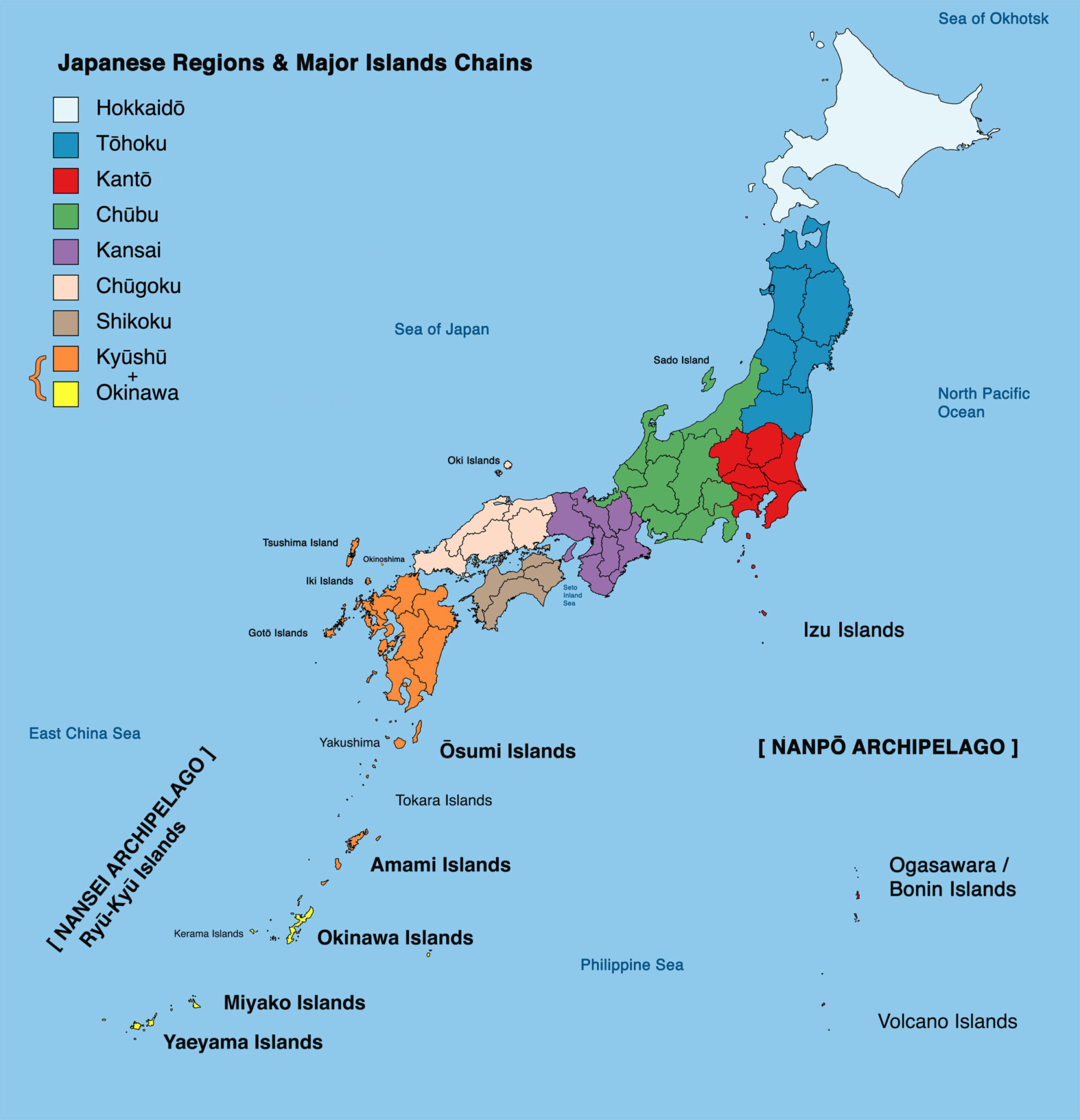 JAPANESE REGIONS AND MAJOR ISLAND CHAINS
